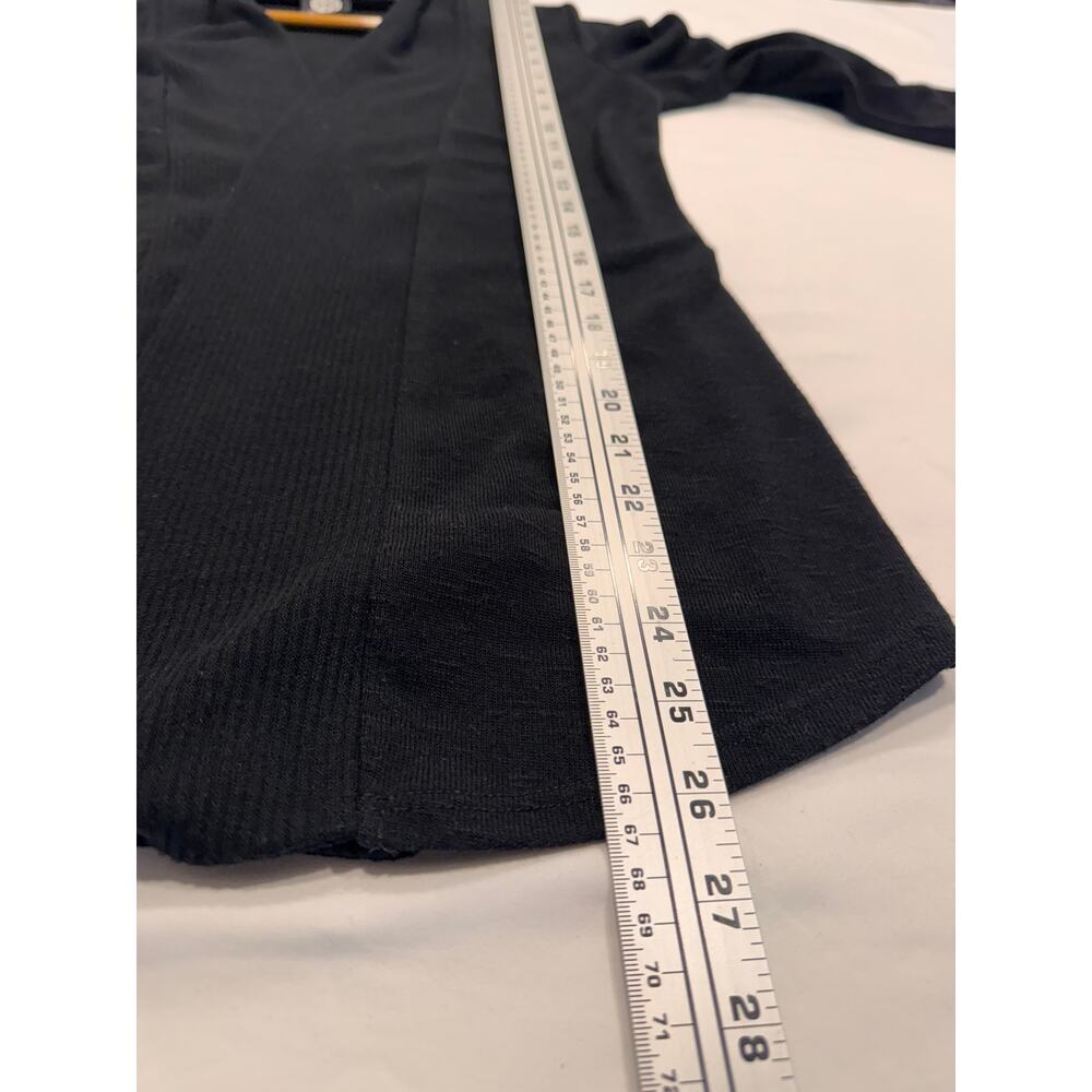 Bobeau Shawl Open Front Cardigan Size MP Petite Black 3/4 Roll Tab Sleeve - Picture 5 of 8